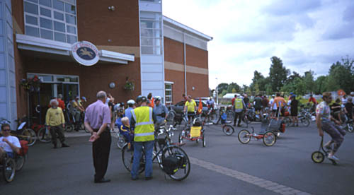 Crowd with bikes