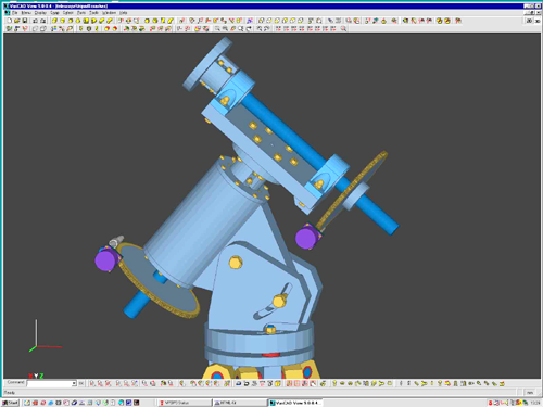 Telescope mount being modelled in VariCAD, still unfinished alas...